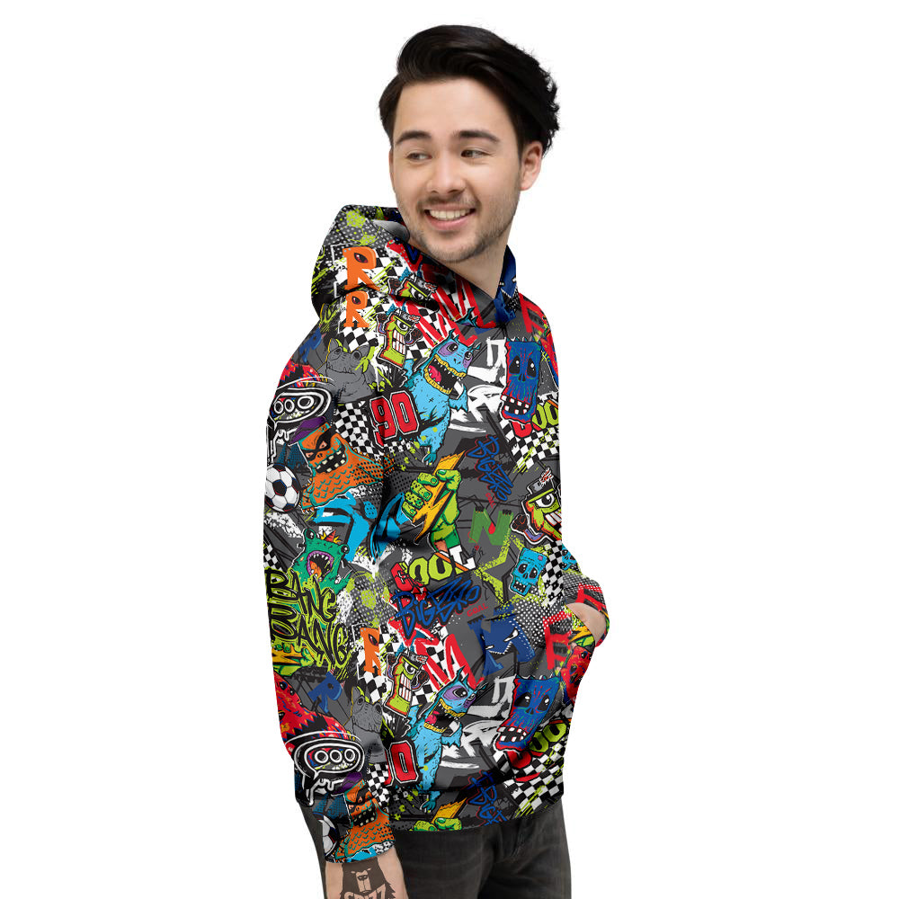 Comics Monsters Graffiti Print Pattern Men's Hoodie-grizzshop