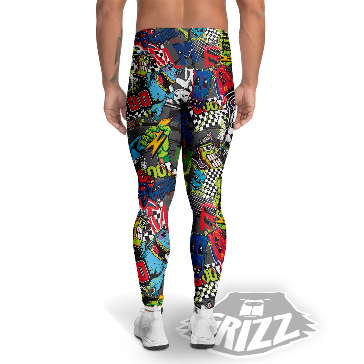Comics Monsters Graffiti Print Pattern Men's Leggings-grizzshop
