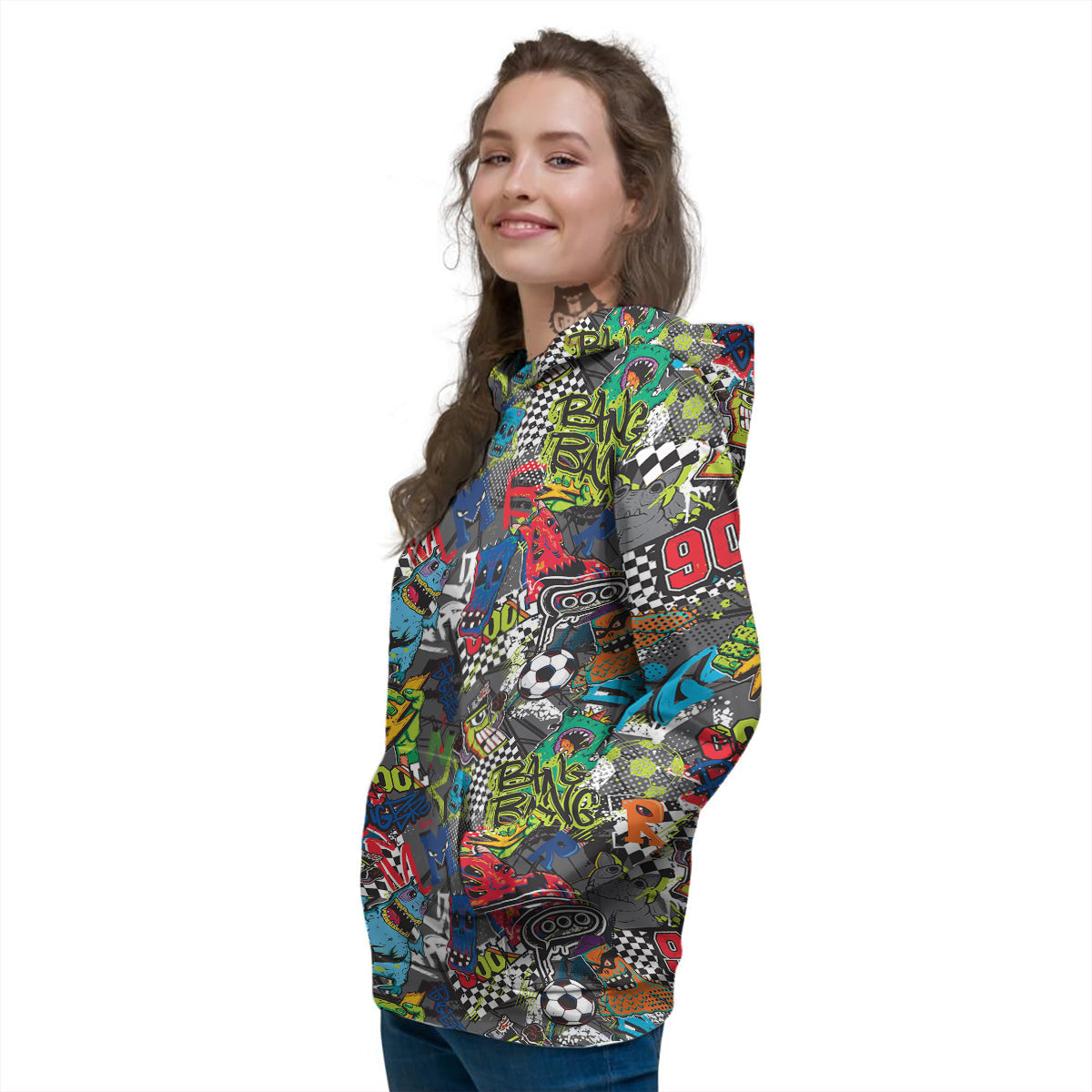 Comics Monsters Graffiti Print Pattern Women's Hoodie-grizzshop