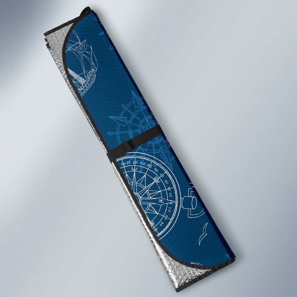 Compass Direction Pattern Print Car Sun Shade-grizzshop