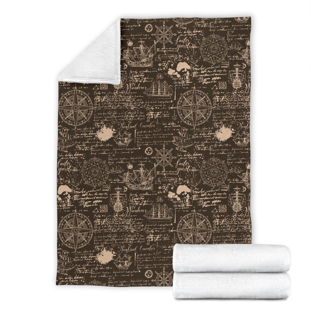 Compass Map Pattern Print Blanket-grizzshop