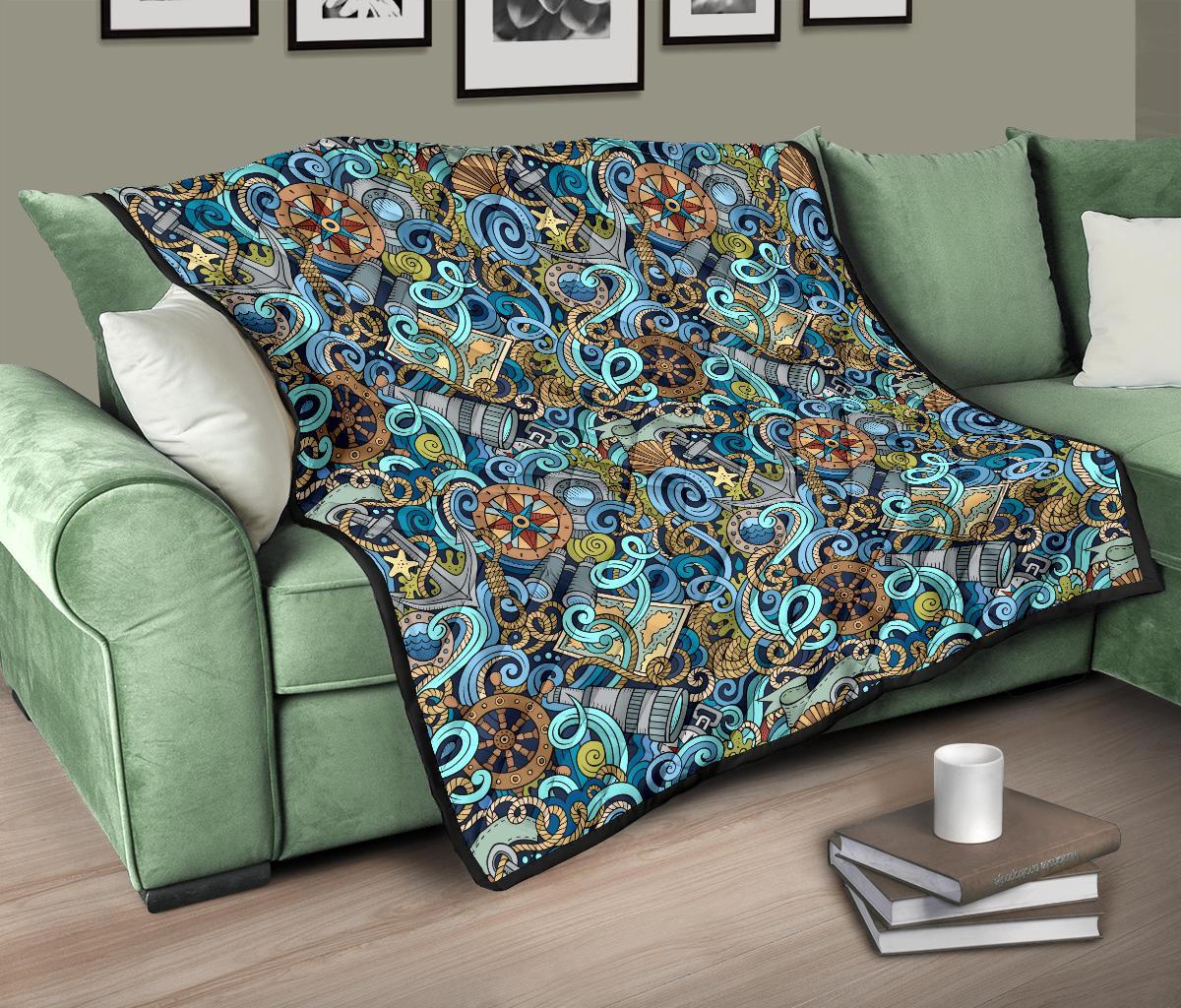 Compass Pattern Print Quilt-grizzshop