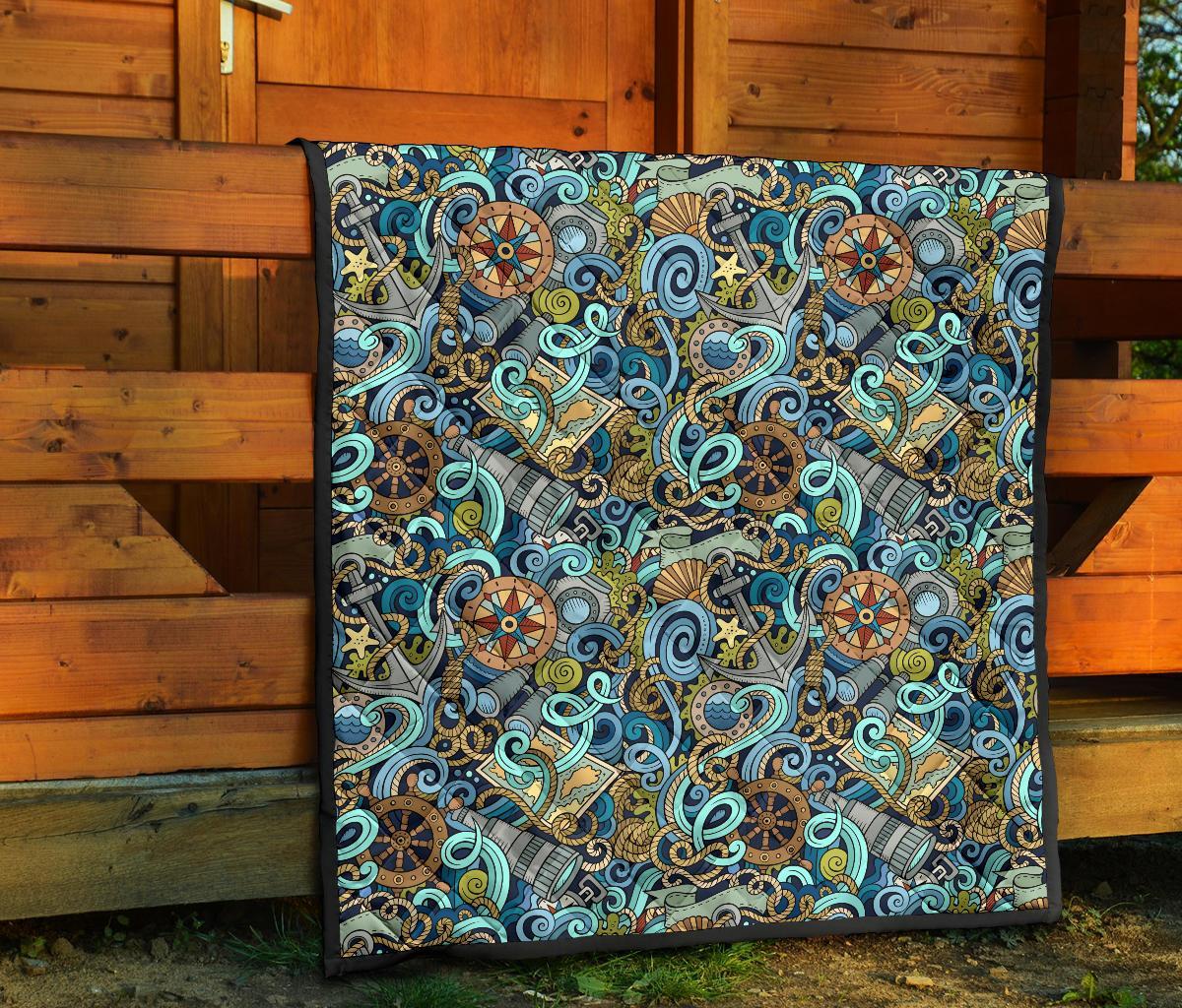 Compass Pattern Print Quilt-grizzshop