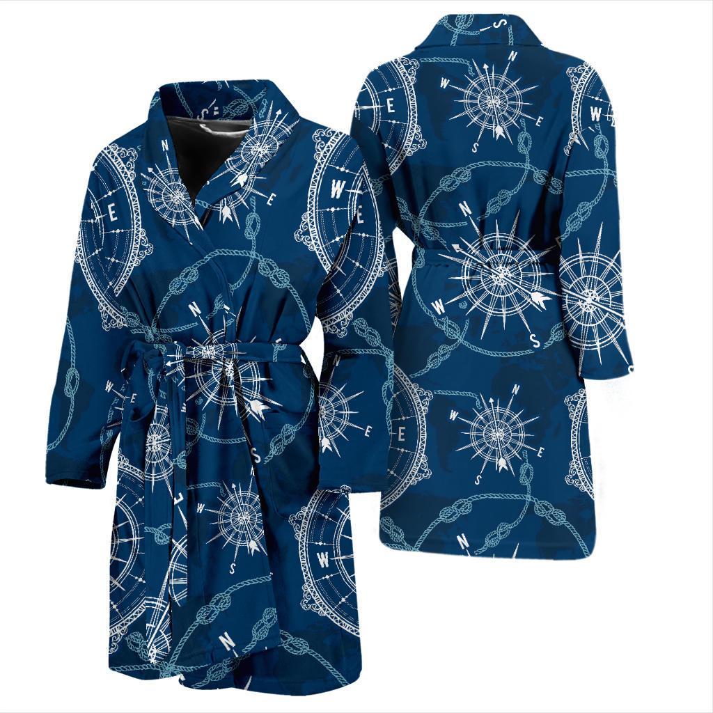 Compass Print Pattern Men Long Robe-grizzshop