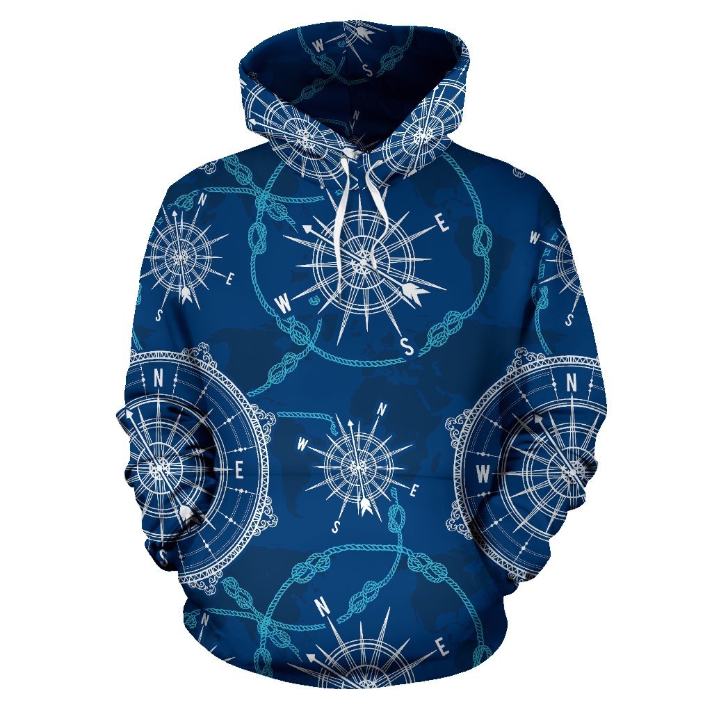 Compass Print Pattern Men Women Pullover Hoodie-grizzshop
