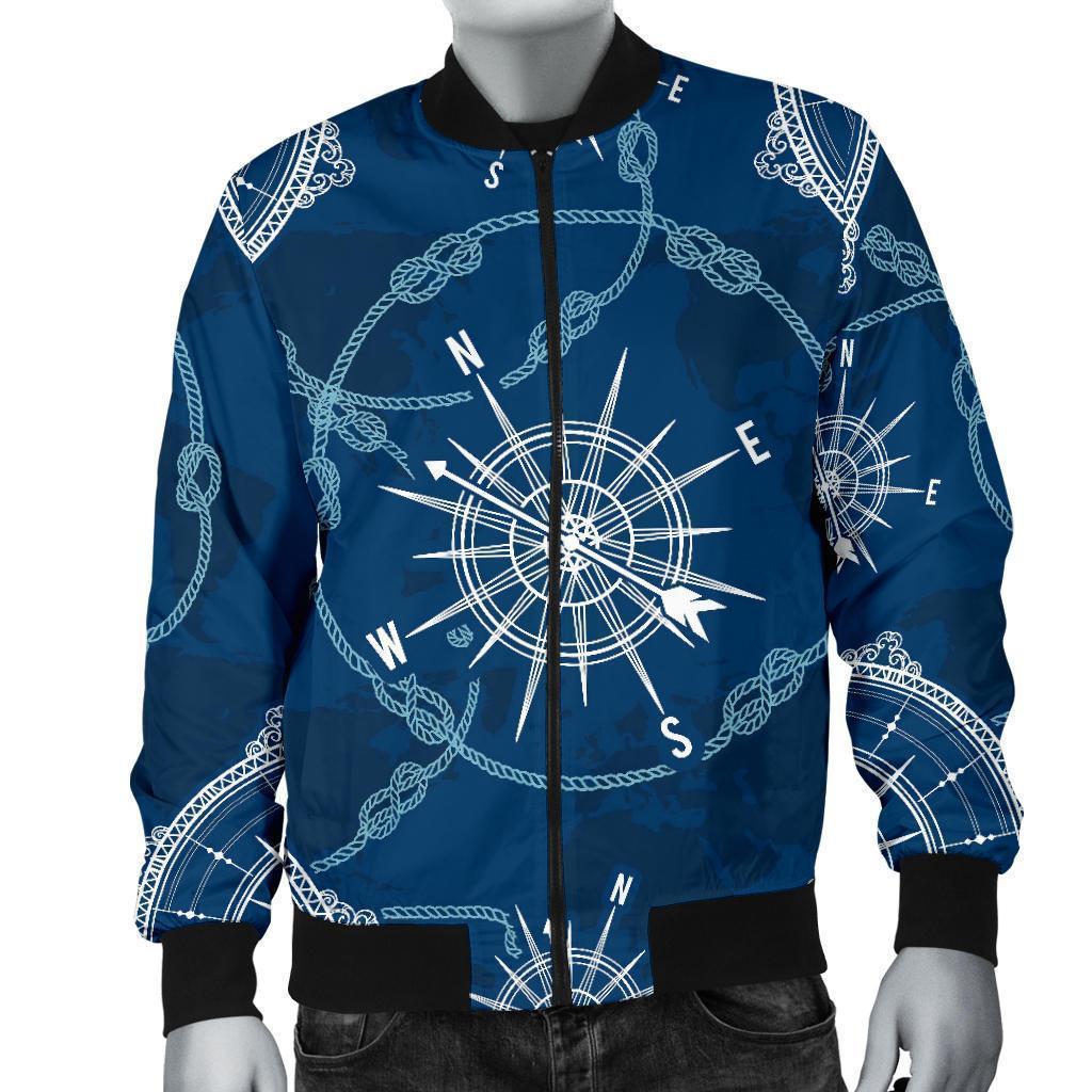 Compass Print Pattern Men's Bomber Jacket-grizzshop