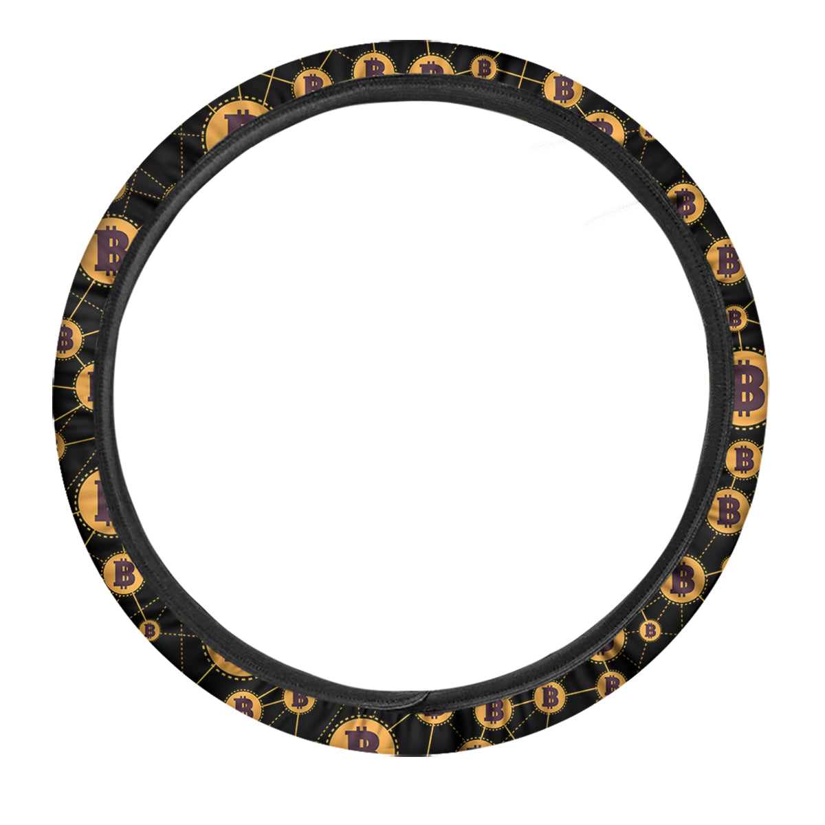 Connection Bitcoin Print Pattern Car Steering Wheel Cover-grizzshop