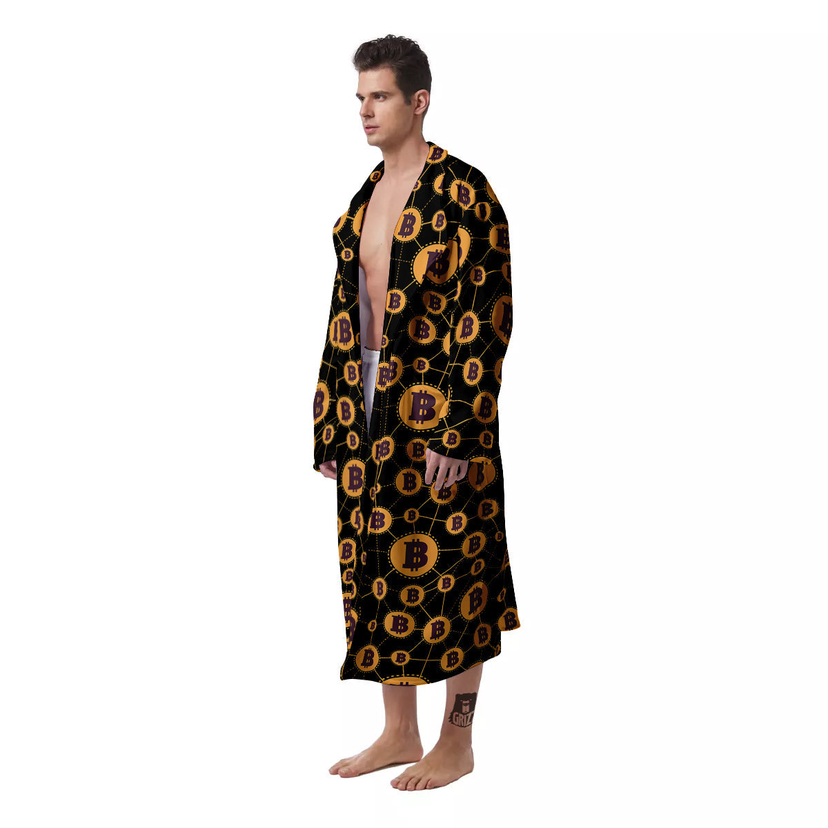 Connection Bitcoin Print Pattern Men's Robe-grizzshop