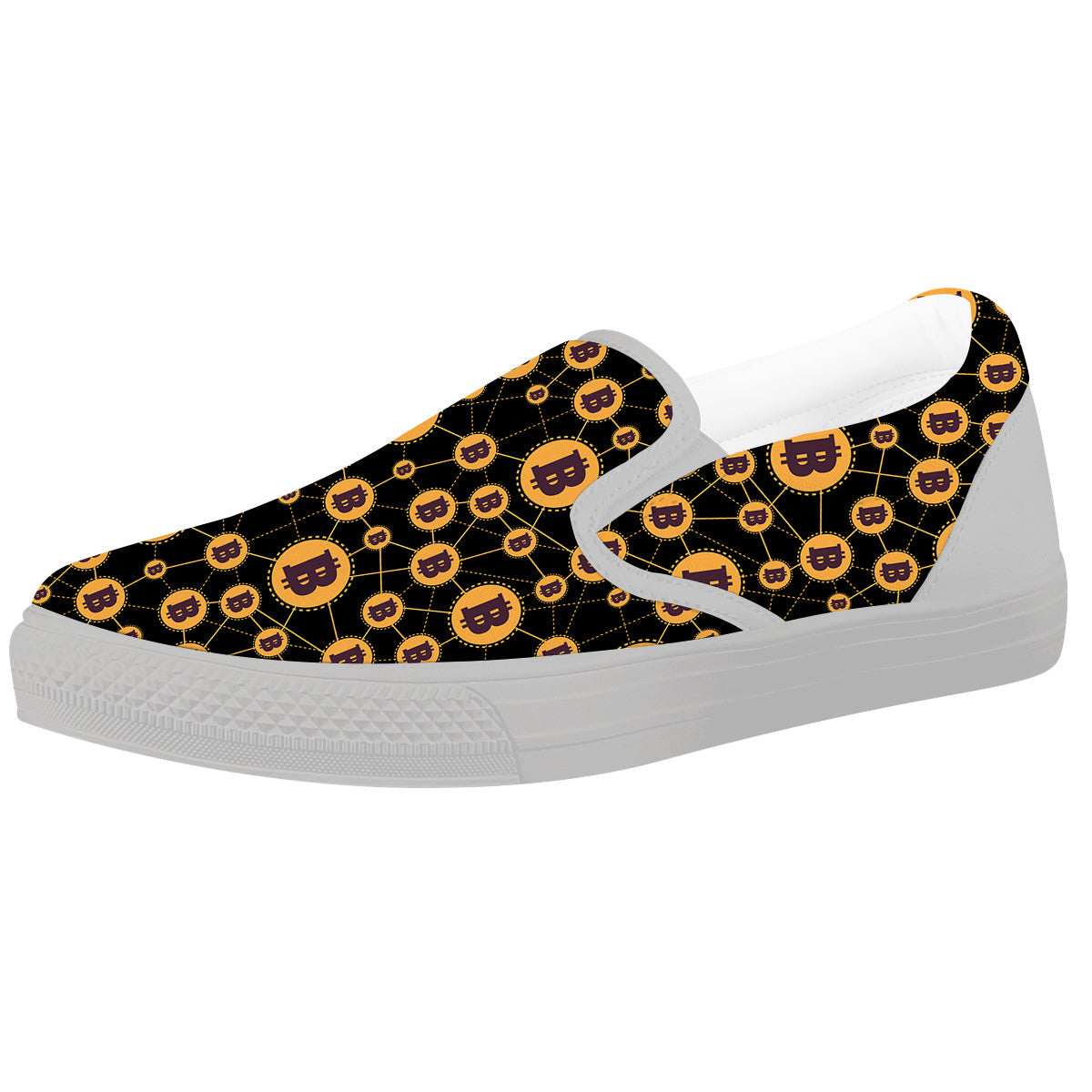 Connection Bitcoin Print Pattern White Slip On Shoes-grizzshop