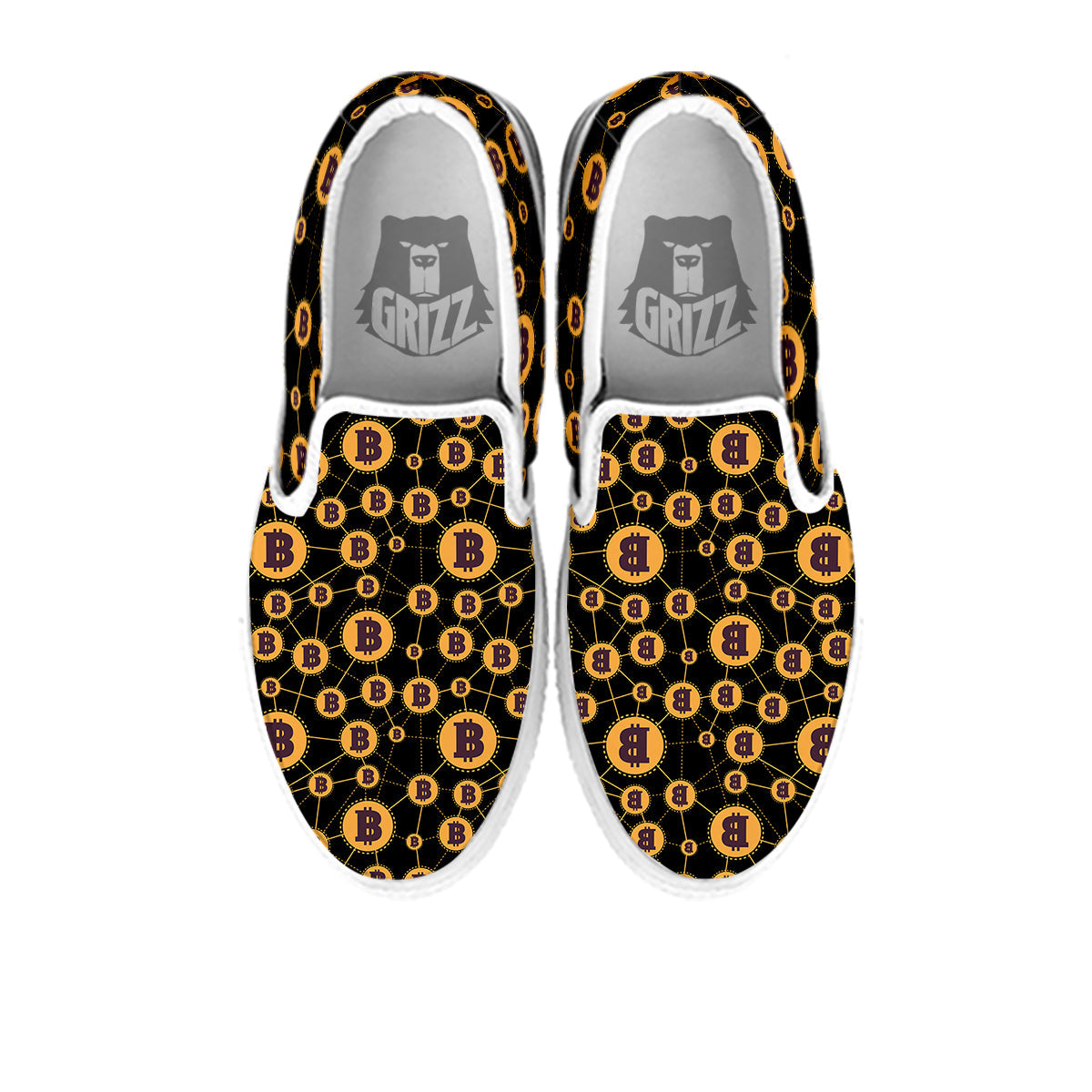 Connection Bitcoin Print Pattern White Slip On Shoes-grizzshop