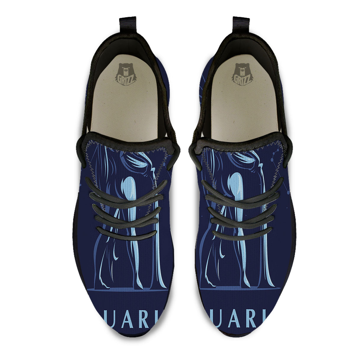 Constellation Aquarius Print Black Athletic Shoes-grizzshop