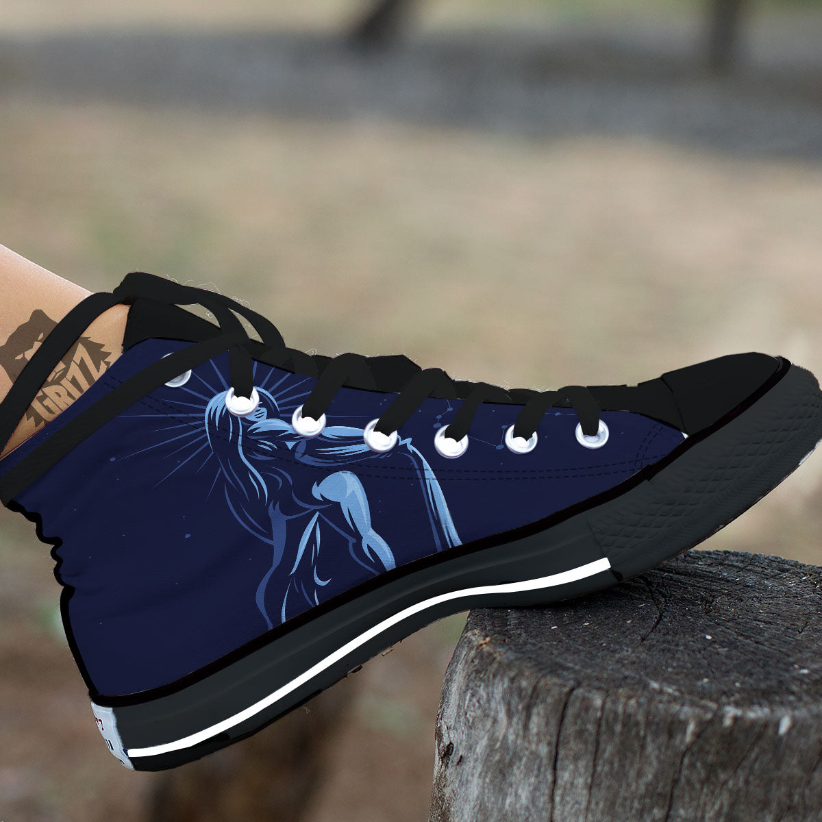 Constellation Aquarius Print Black High Top Shoes-grizzshop