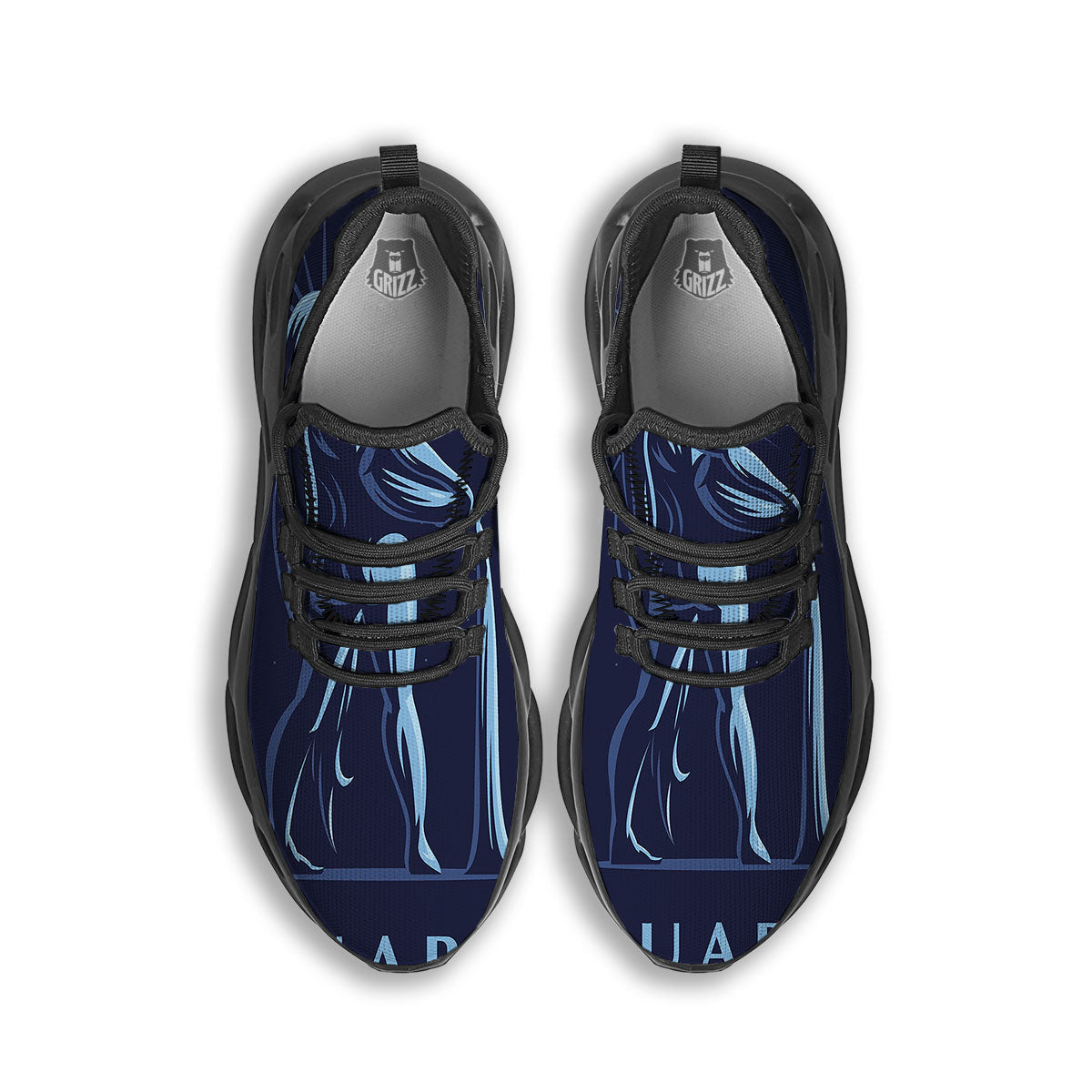 Constellation Aquarius Print Black Running Shoes-grizzshop