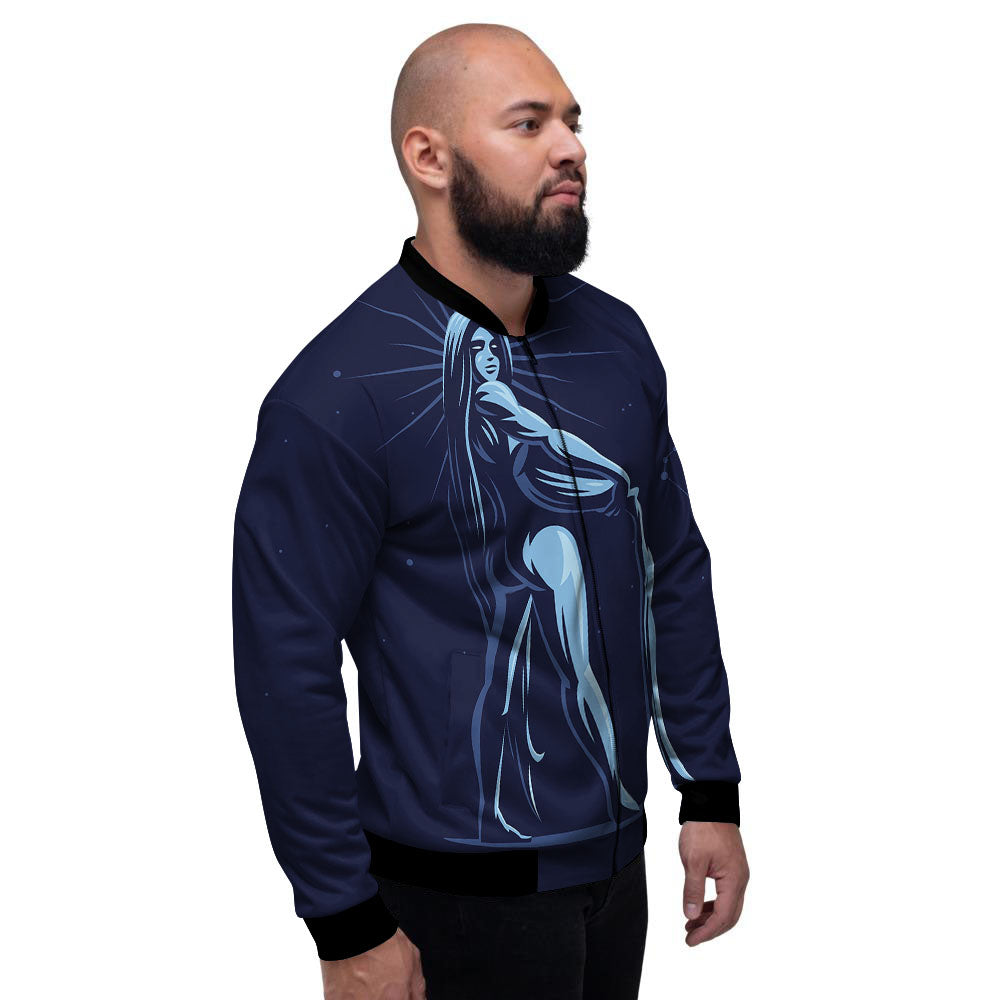 Constellation Aquarius Print Men's Bomber Jacket-grizzshop