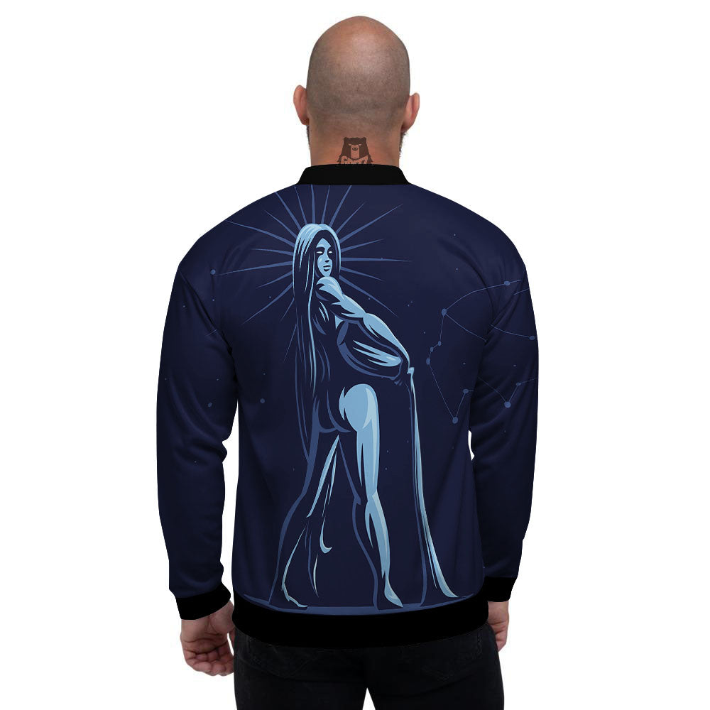Constellation Aquarius Print Men's Bomber Jacket-grizzshop