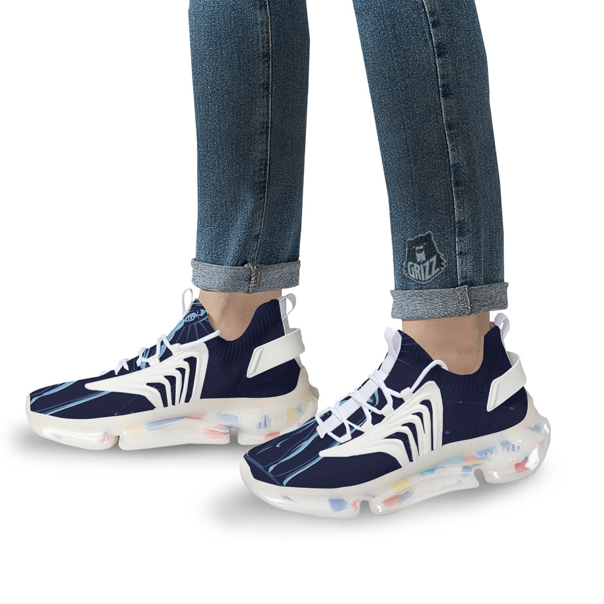 Constellation Aquarius Print White Gym Shoes-grizzshop