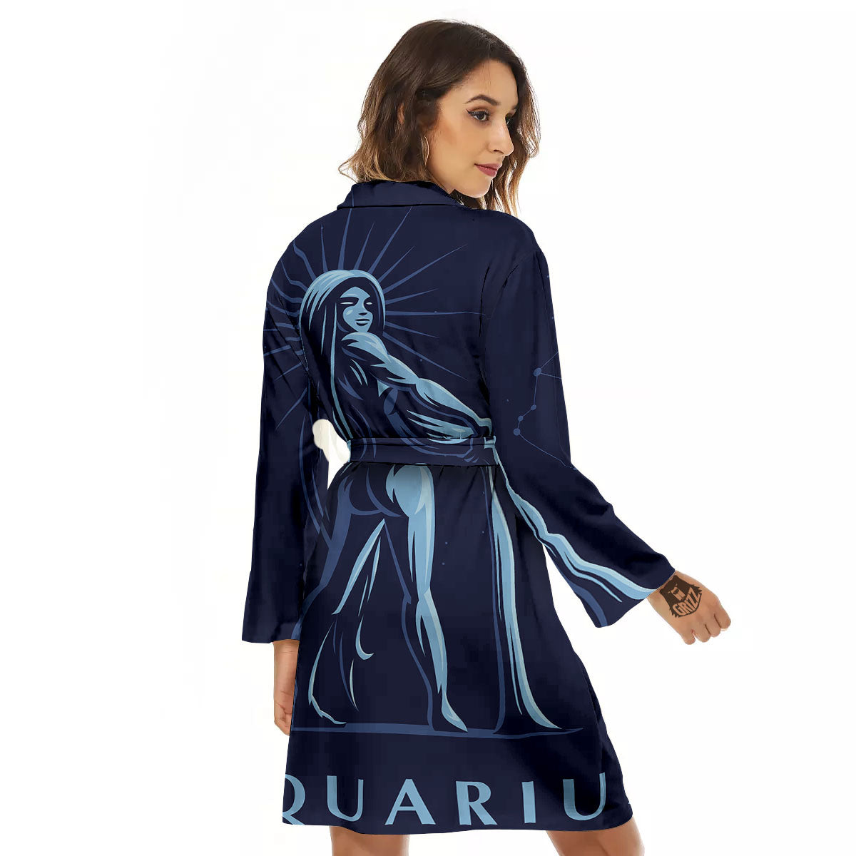 Constellation Aquarius Print Women's Robe-grizzshop