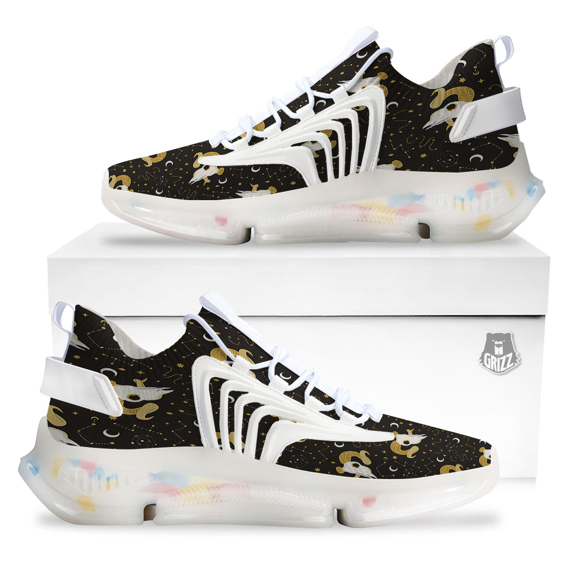 Constellation Aries Print White Gym Shoes-grizzshop