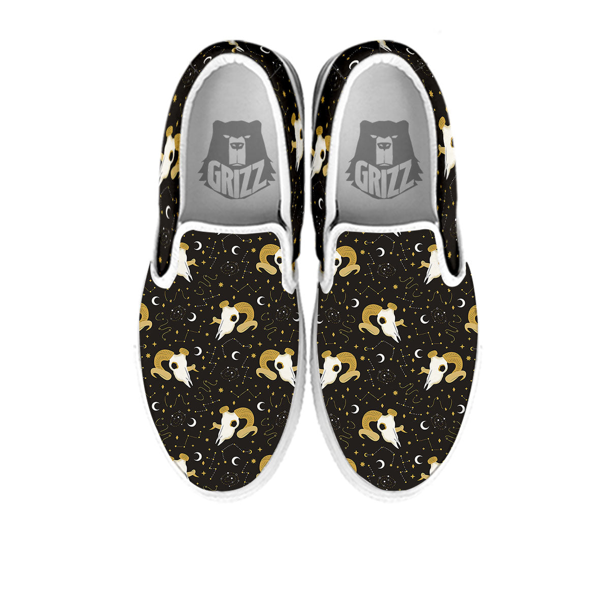 Constellation Aries Print White Slip On Shoes-grizzshop