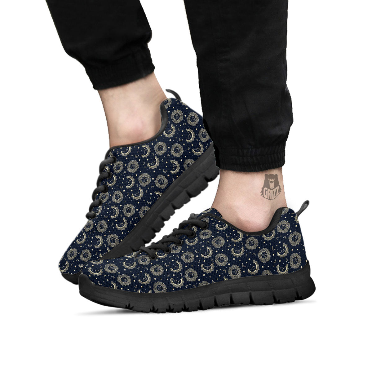 Constellation Bohemian Print Pattern Black Sneaker-grizzshop