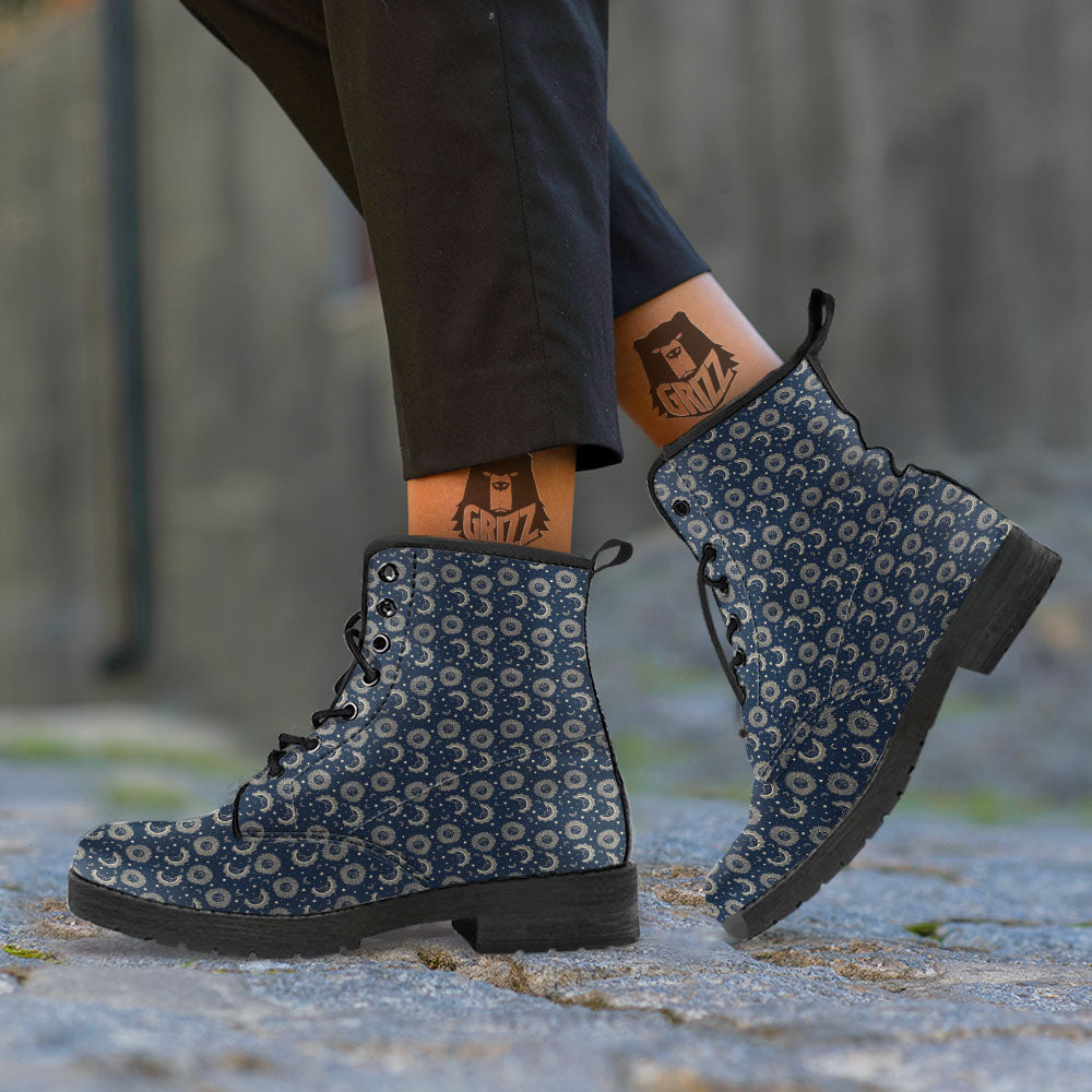 Constellation Bohemian Print Pattern Leather Boots-grizzshop