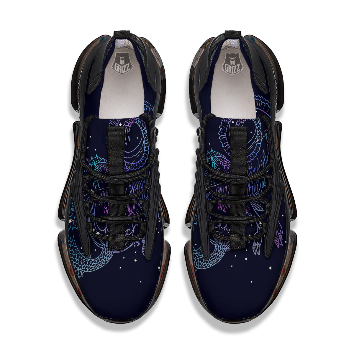 Constellation Capricorn Print Black Gym Shoes-grizzshop
