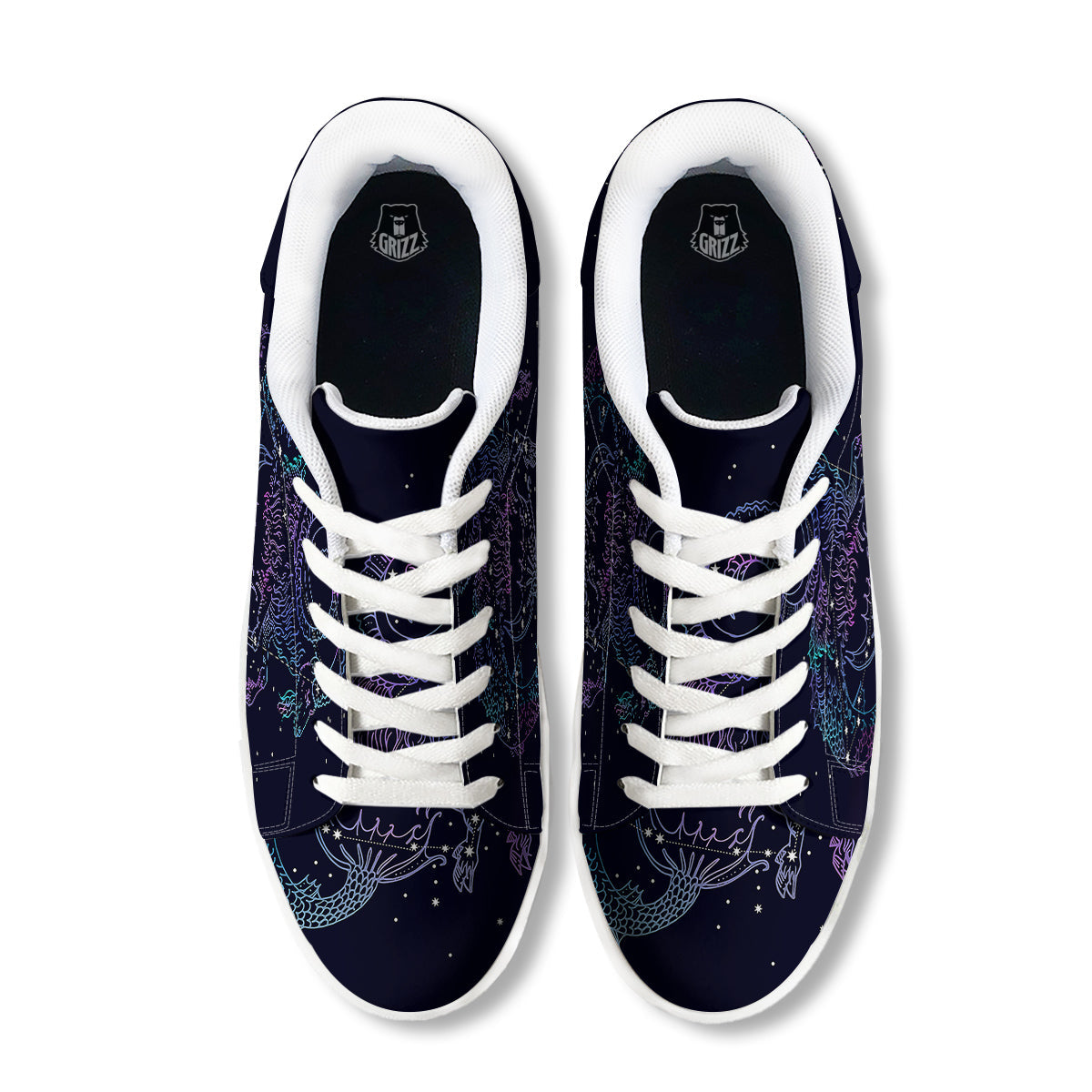 Constellation Capricorn Print White Low Top Sneakers-grizzshop