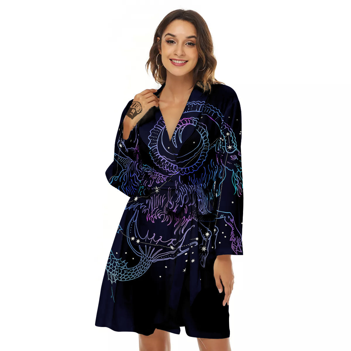 Constellation Capricorn Print Women's Robe-grizzshop