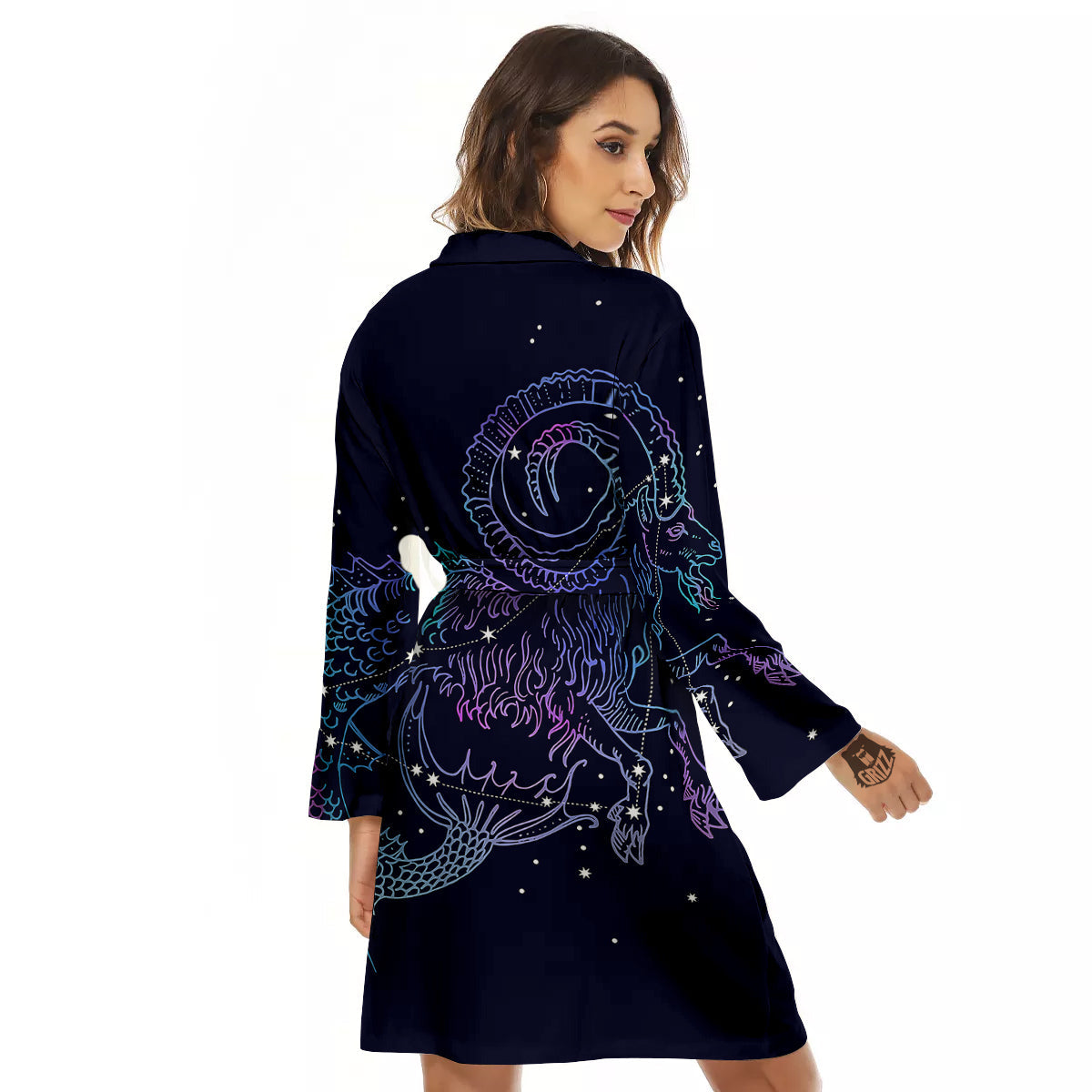 Constellation Capricorn Print Women's Robe-grizzshop