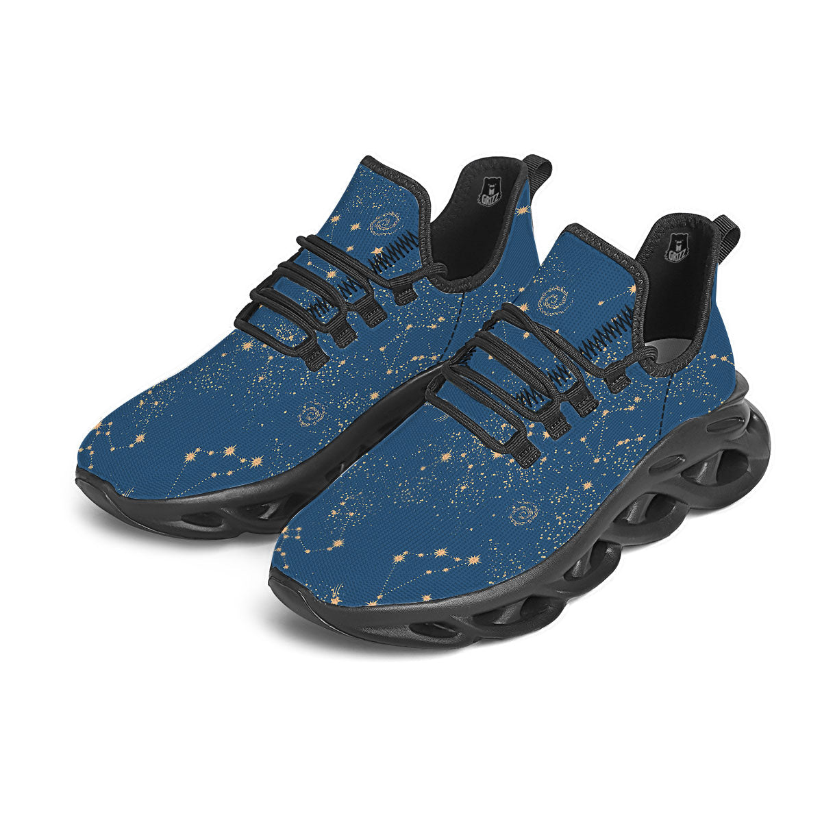 Constellation Cosmic Print Pattern Black Running Shoes-grizzshop