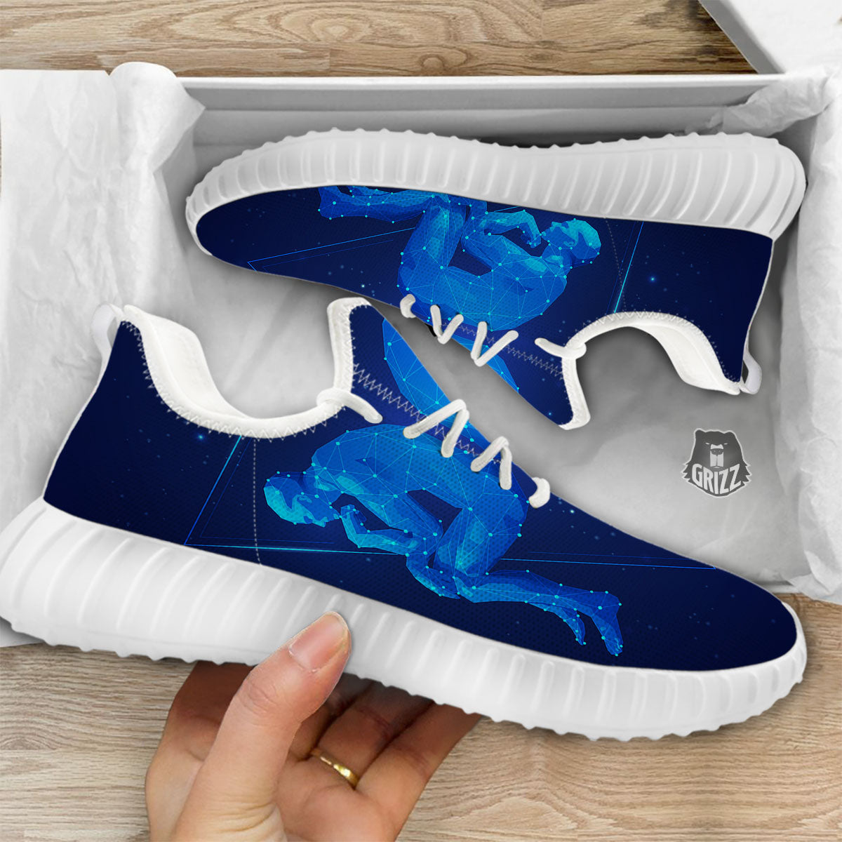 Constellation Gemini Print White Walking Shoes-grizzshop
