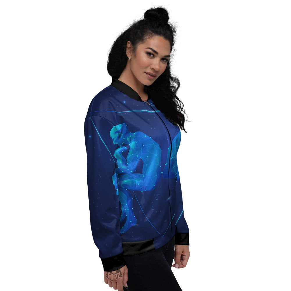 Constellation Gemini Print Women's Bomber Jacket-grizzshop