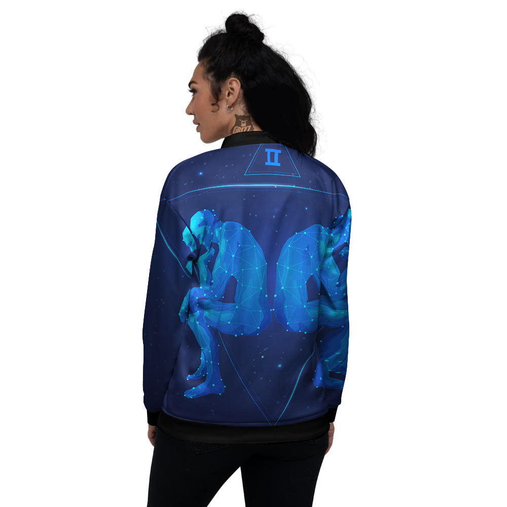 Constellation Gemini Print Women's Bomber Jacket-grizzshop