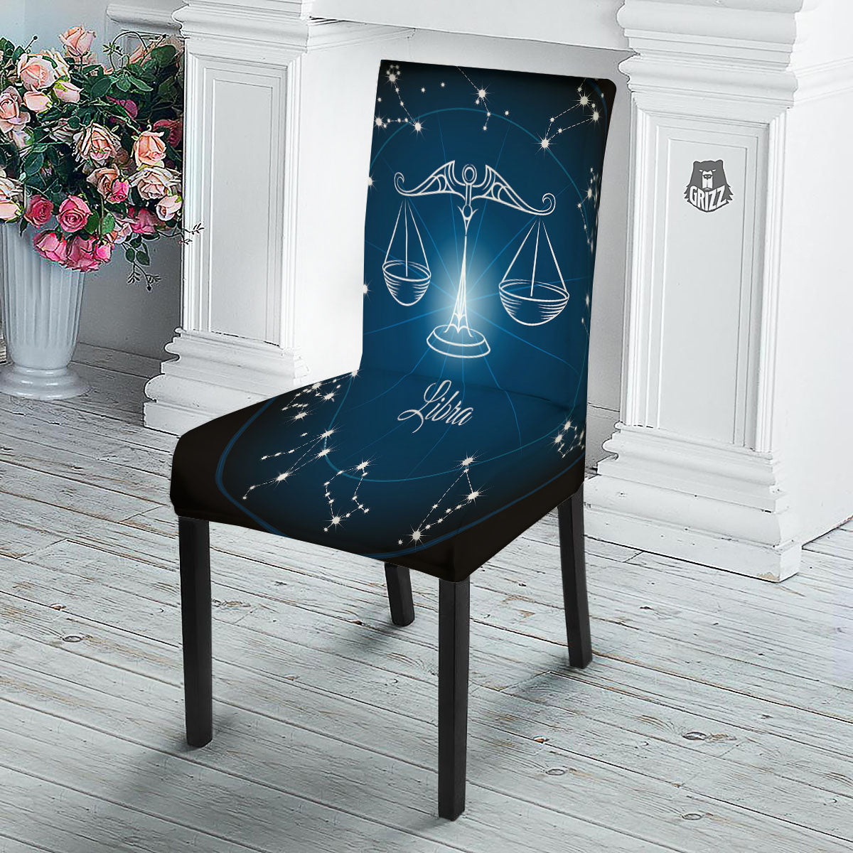 Constellation Libra Print Dining Chair Slipcover-grizzshop