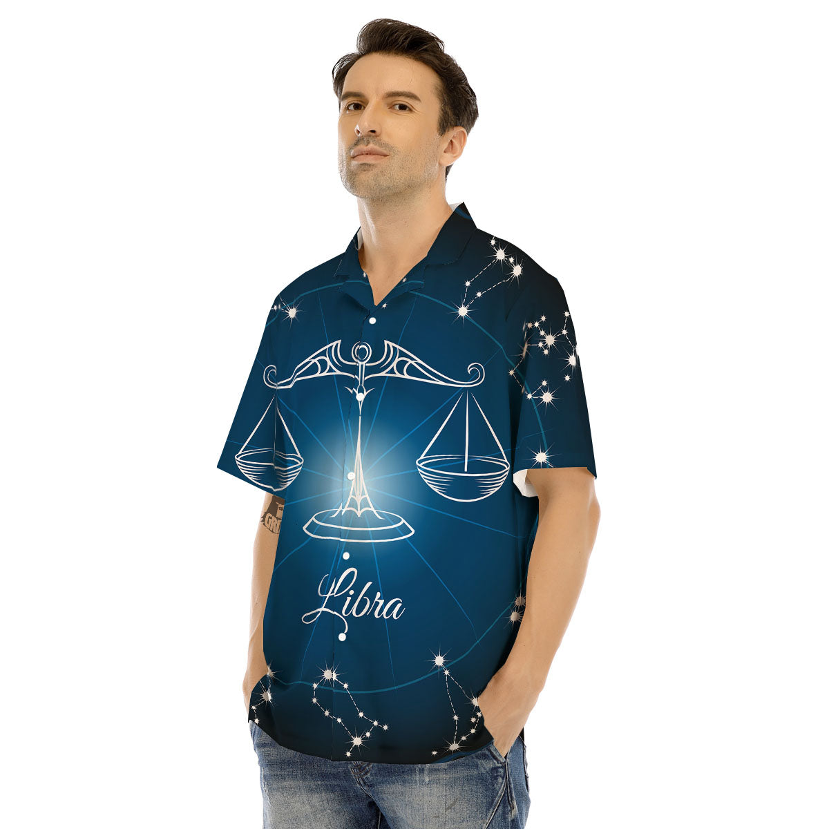 Constellation Libra Print Men's Hawaiian Shirt-grizzshop