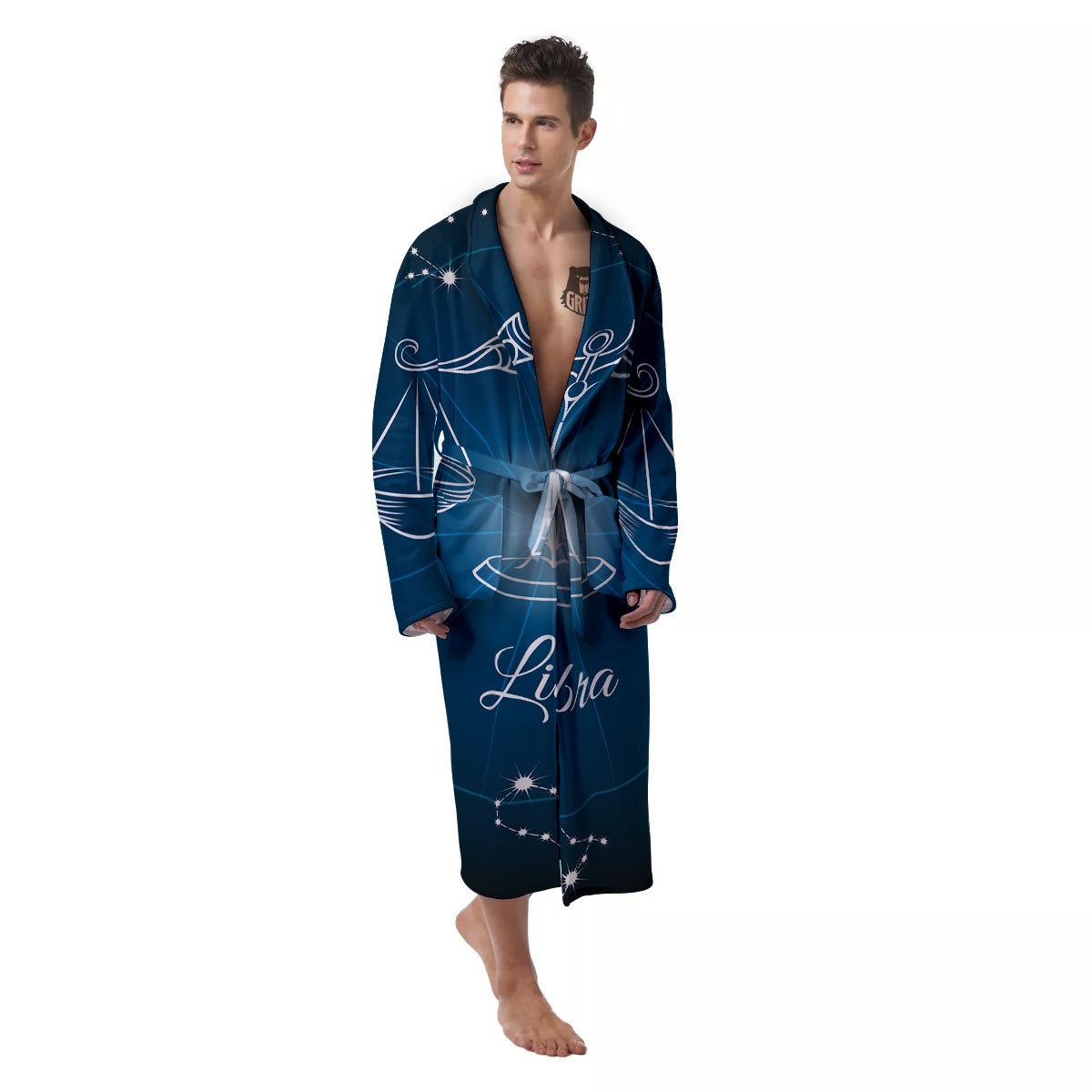 Constellation Libra Print Men's Robe-grizzshop