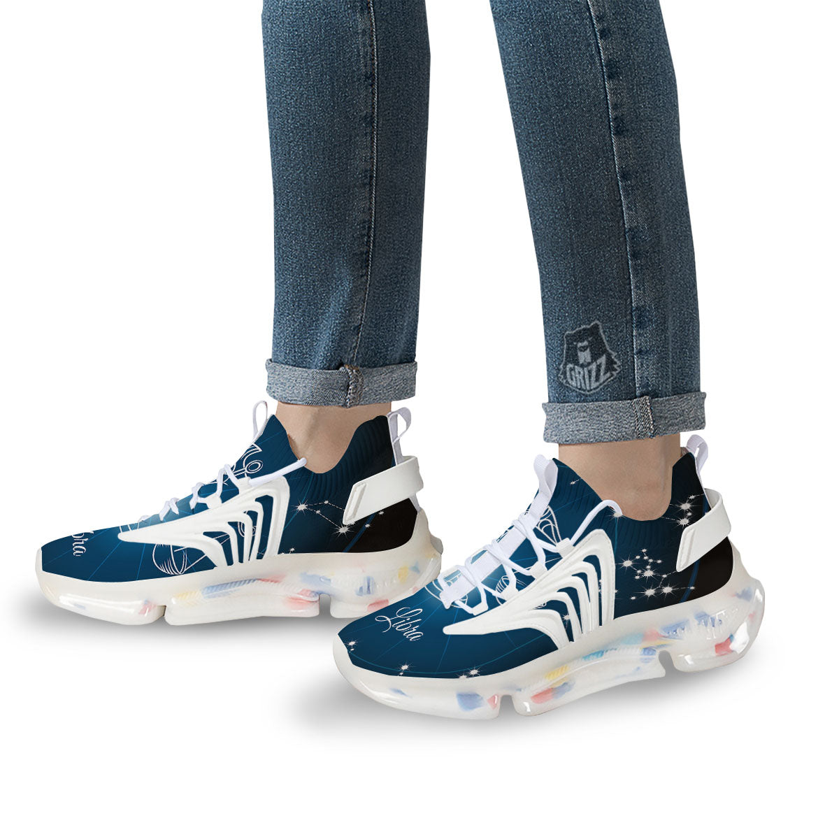 Constellation Libra Print White Gym Shoes-grizzshop