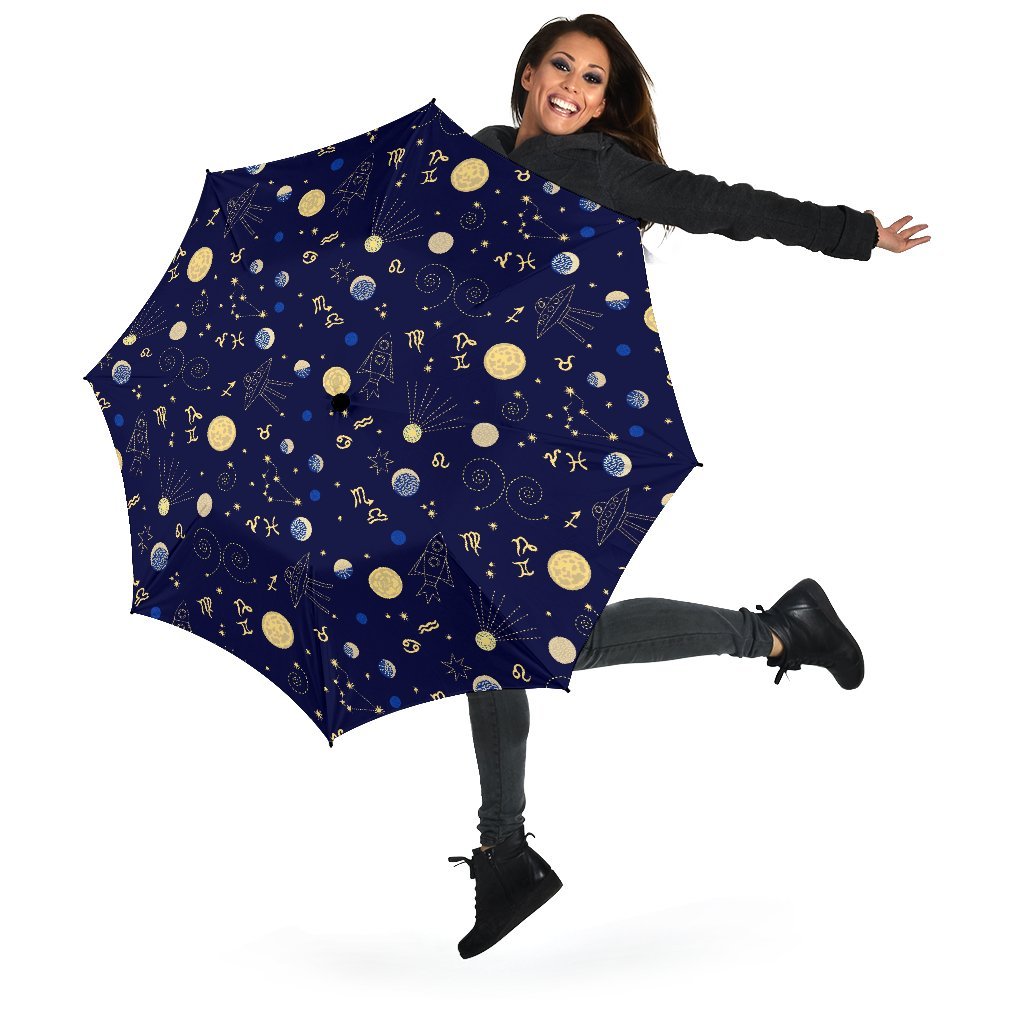 Constellation Print Pattern Automatic Foldable Umbrella-grizzshop