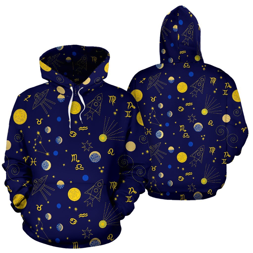 Constellation Print Pattern Men Women Pullover Hoodie-grizzshop