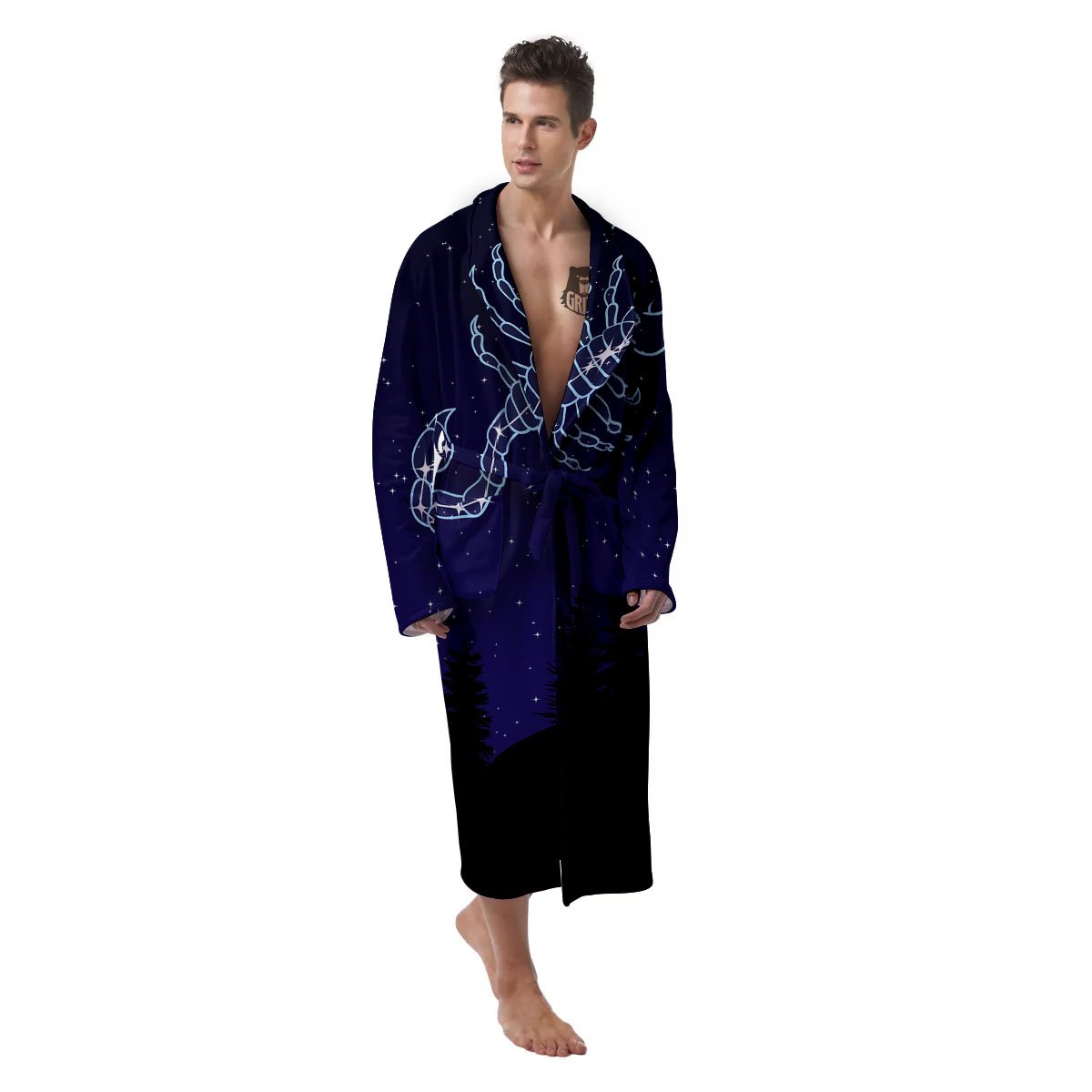 Constellation Scorpio Print Men's Robe-grizzshop