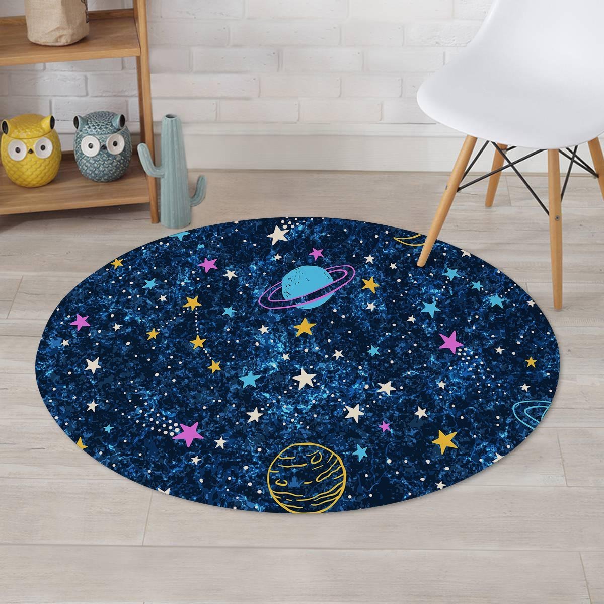 Constellation Star Galaxy Space Round Rug-grizzshop