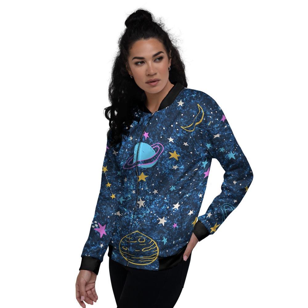 Constellation Star Galaxy Space Women's Bomber Jacket-grizzshop