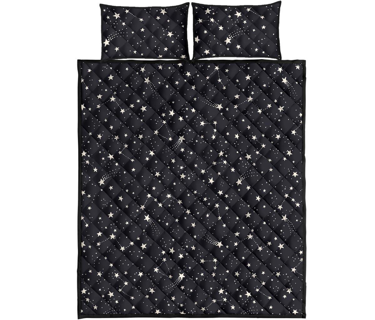 Constellation Star Print Pattern Bed Set Quilt-grizzshop