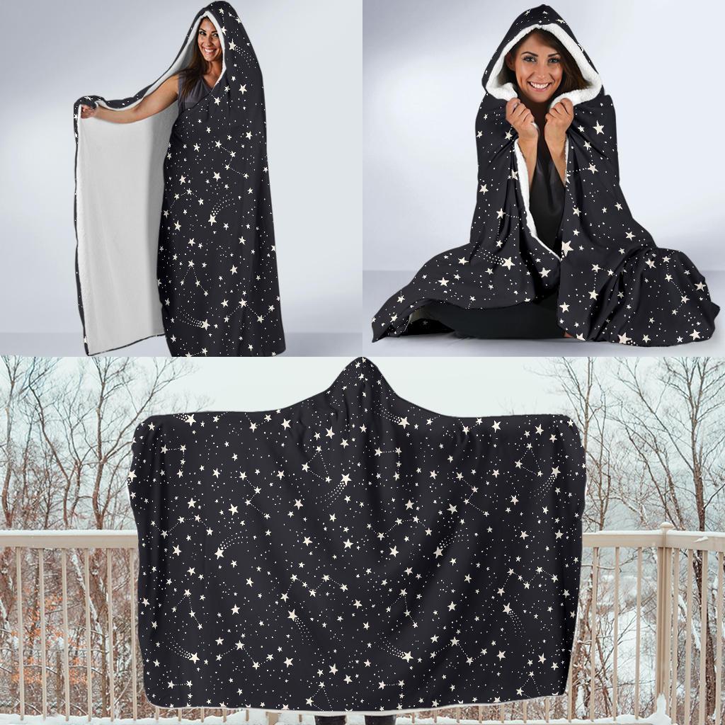 Constellation Star Print Pattern Hooded Blanket-grizzshop