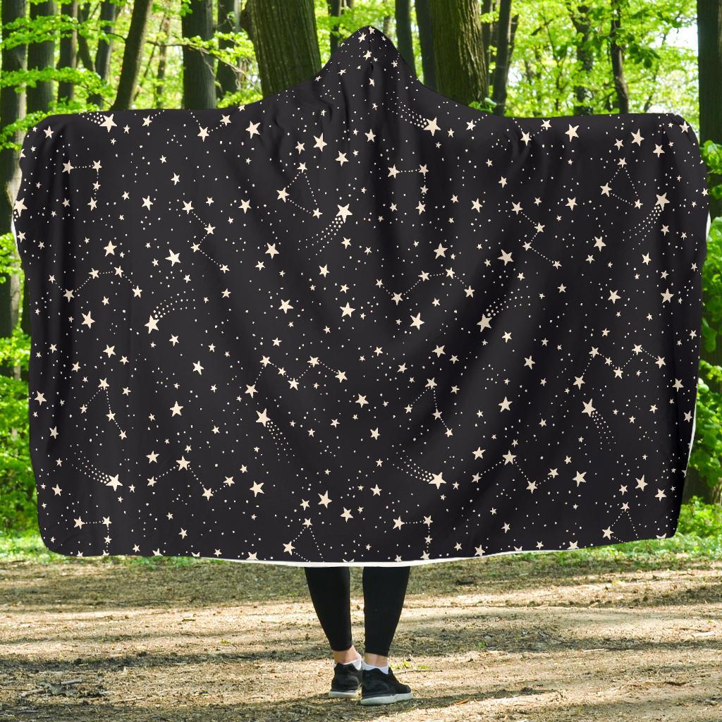 Constellation Star Print Pattern Hooded Blanket-grizzshop