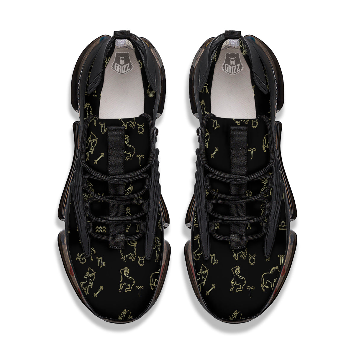 Constellation Zodiac Print Pattern Black Gym Shoes-grizzshop