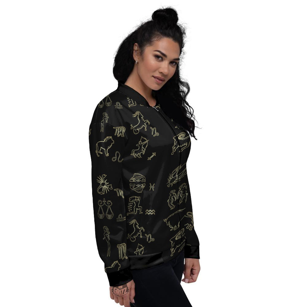 Constellation Zodiac Print Pattern Women's Bomber Jacket-grizzshop
