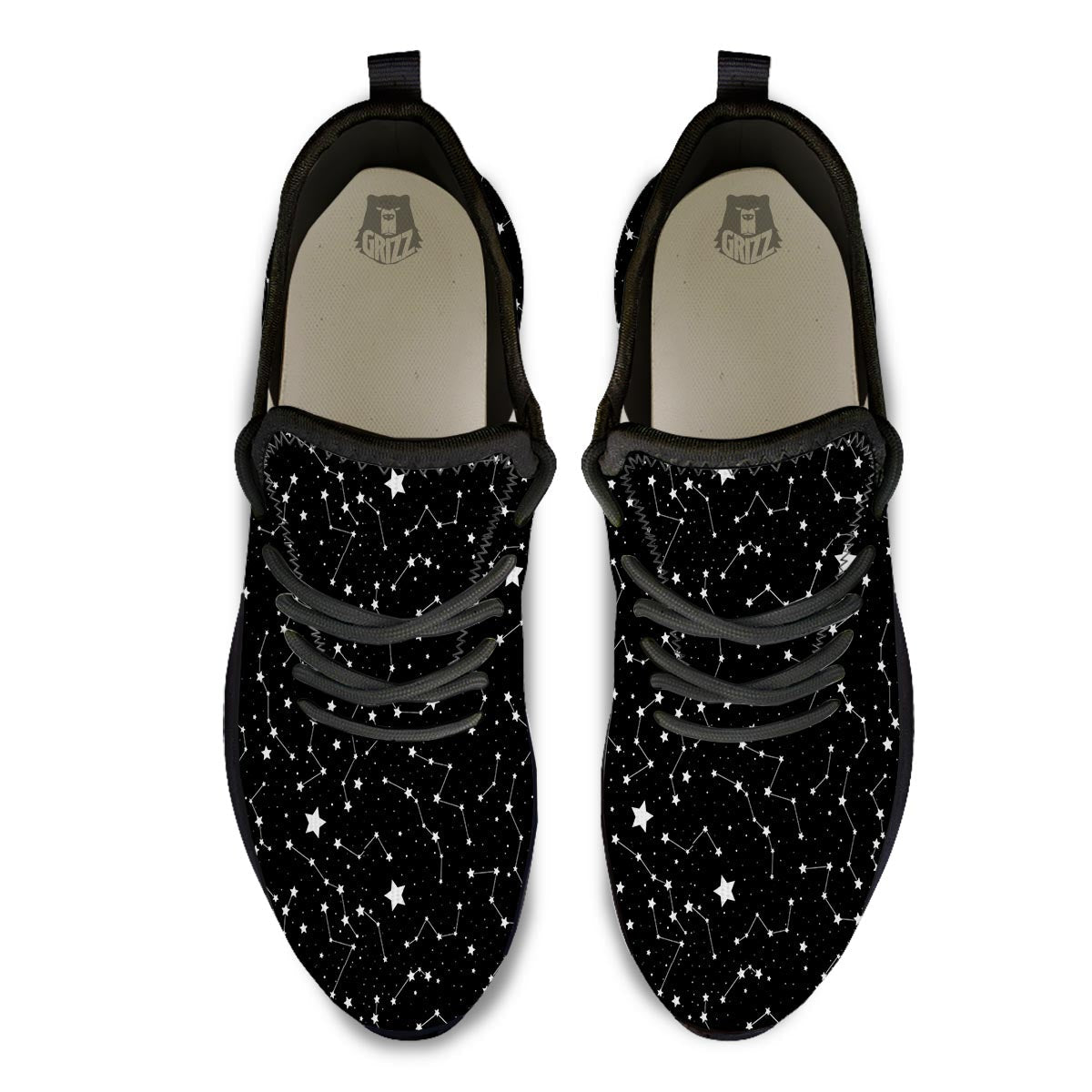 Constellations Star Print Pattern Black Athletic Shoes-grizzshop