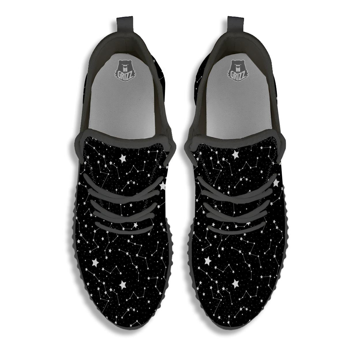 Constellations Star Print Pattern Black Walking Shoes-grizzshop