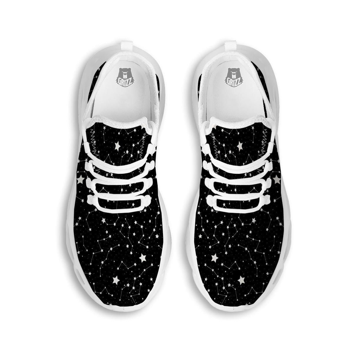 Constellations Star Print Pattern White Running Shoes-grizzshop